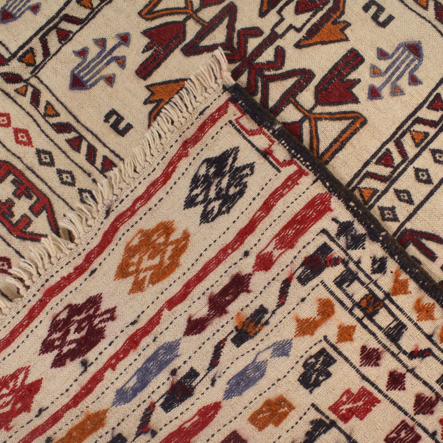 Handmade Soumak Kelim 4' 6" x 6' 5" ft / 136 x 196 cm - No. R22255