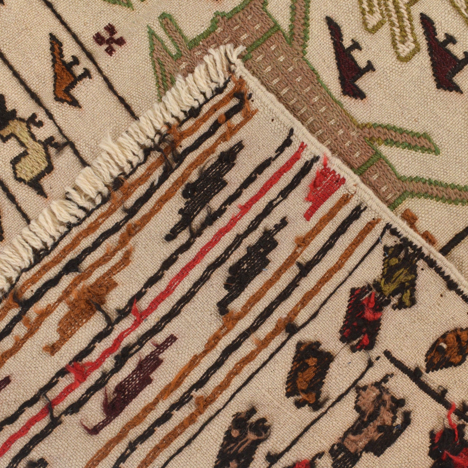 Handmade Soumak Kelim 4' 2" x 5' 11" ft / 126 x 180 cm - No. R22256