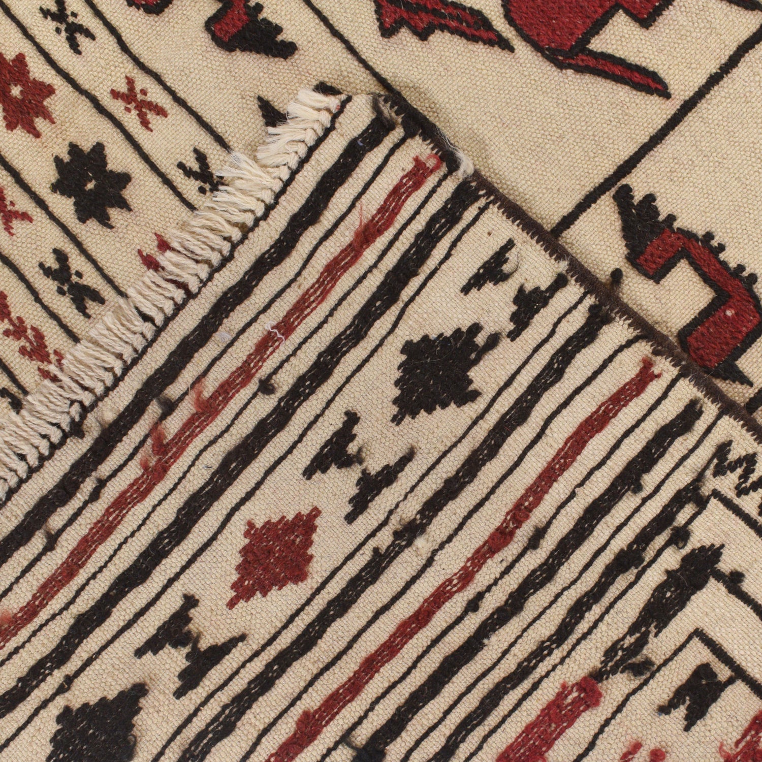 Handmade Soumak Kelim 3' 11" x 6' 3" ft / 120 x 191 cm - No. R22257