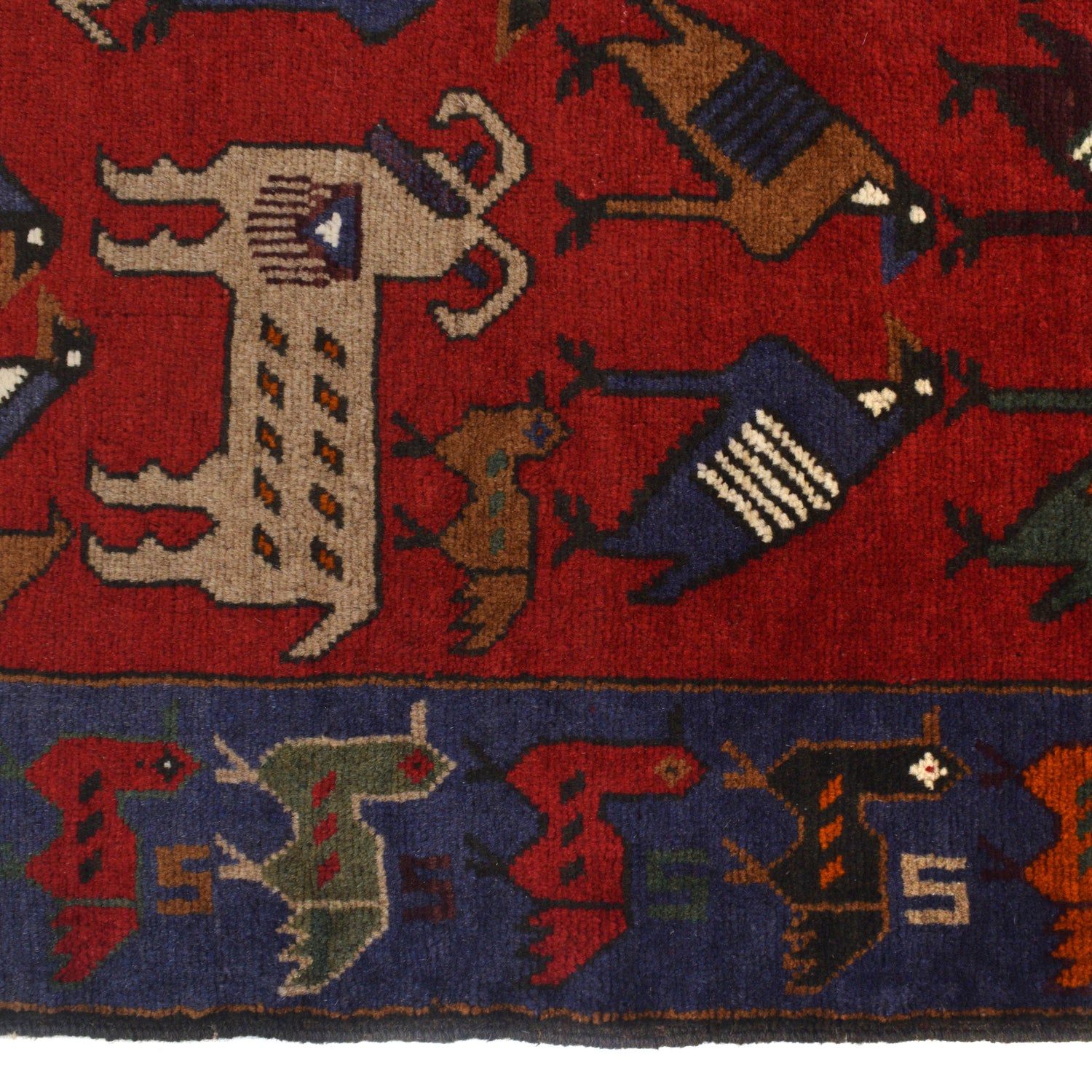 Hand Knotted Birds Pictorial Area Rug 4' 2" x 5' 7" ft / 127 x 171 cm - No. R22259