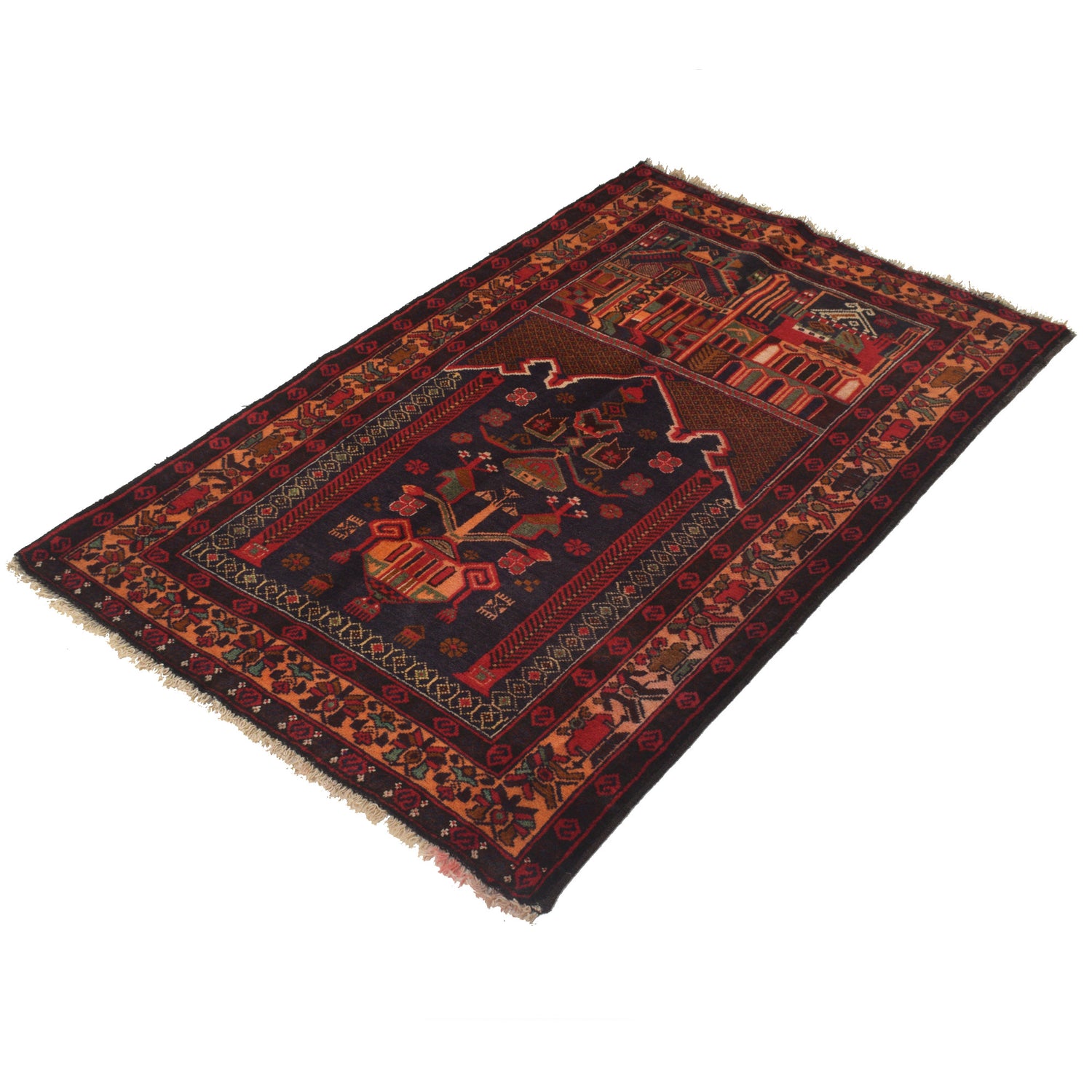 Muslim Prayer Rug 2' 11" x 4' 6" ft / 89 x 138 cm - R22272