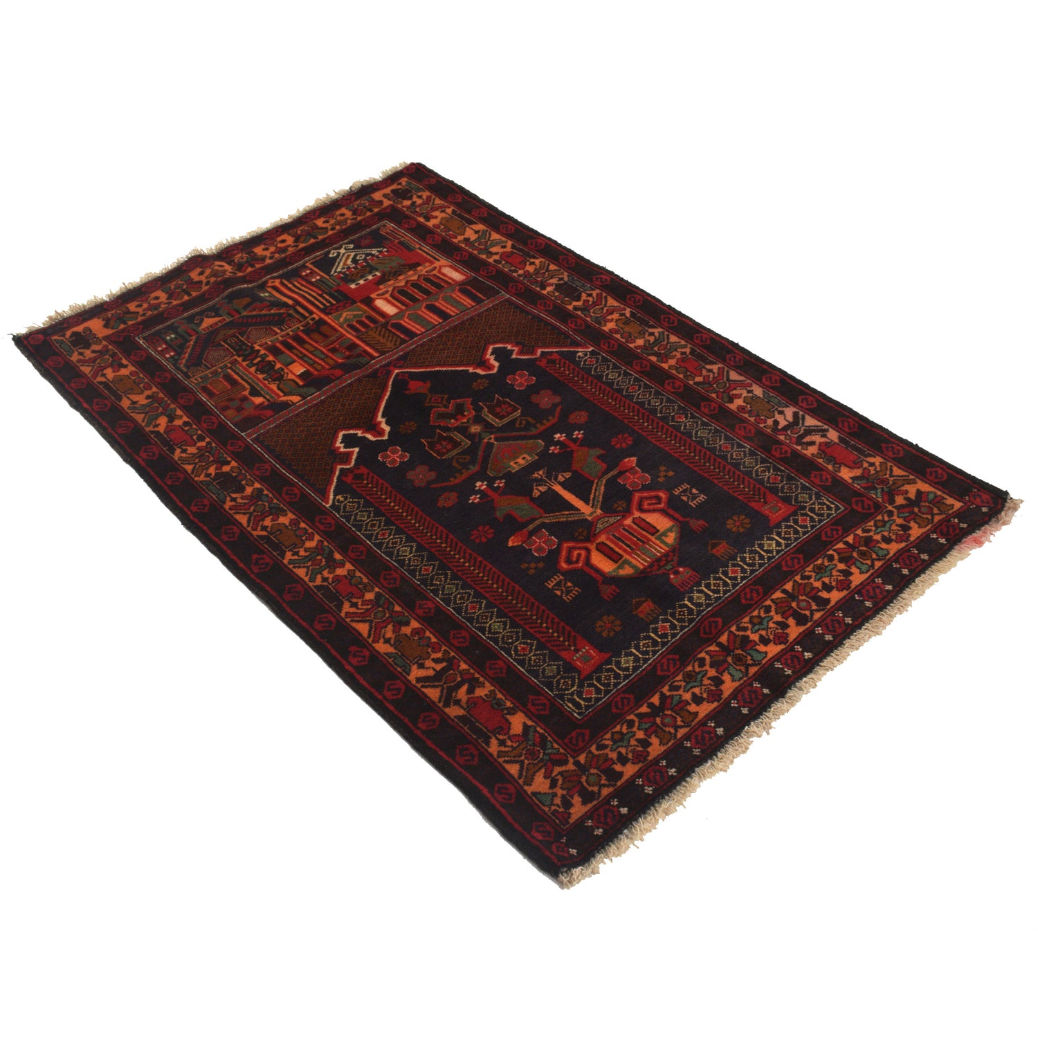 Muslim Prayer Rug 2' 11" x 4' 6" ft / 89 x 138 cm - R22272