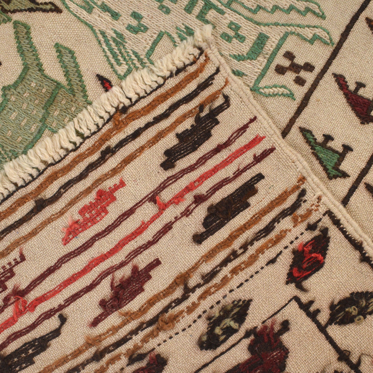 Handmade Soumak Kelim 4' 2" x 6' 2" ft / 126 x 187 cm - No. R22278