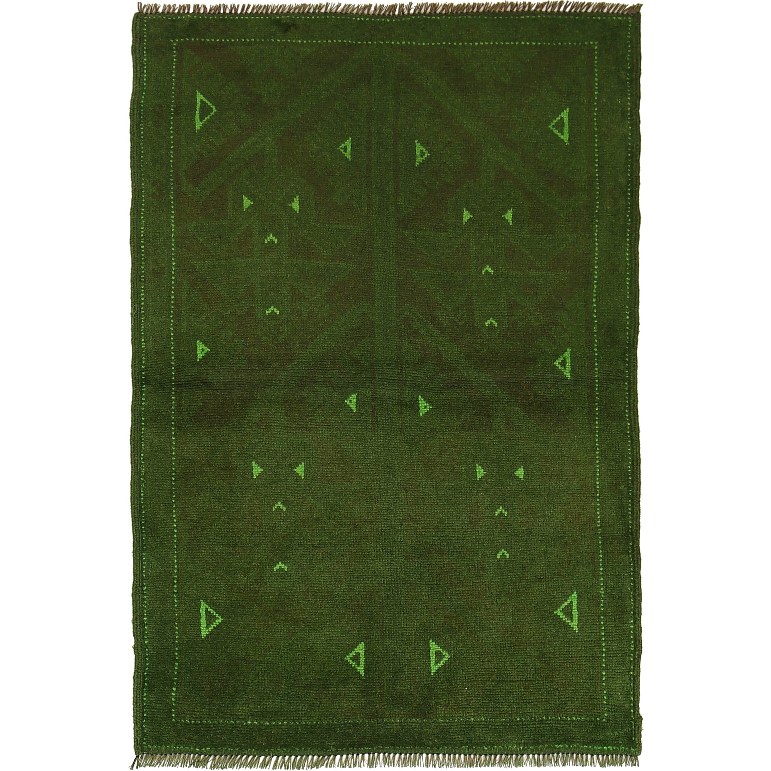 Green Overdyed Area Rug 2' 10" x 4' 3" ft / 86 x 129 cm - No. R22768