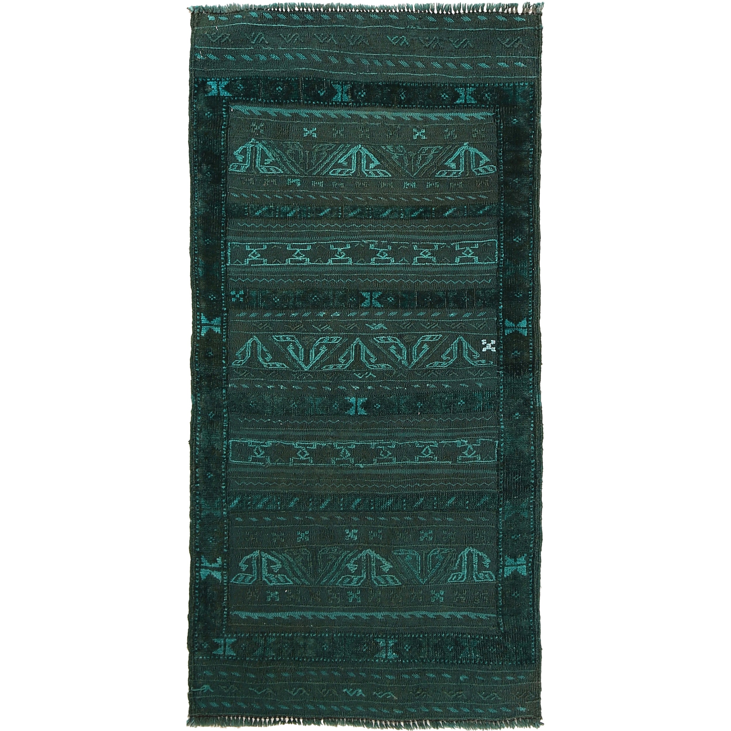 Handmade Overdye Carpet 2' 4" x 4' 11" ft / 71 x 150 cm - No. R22779