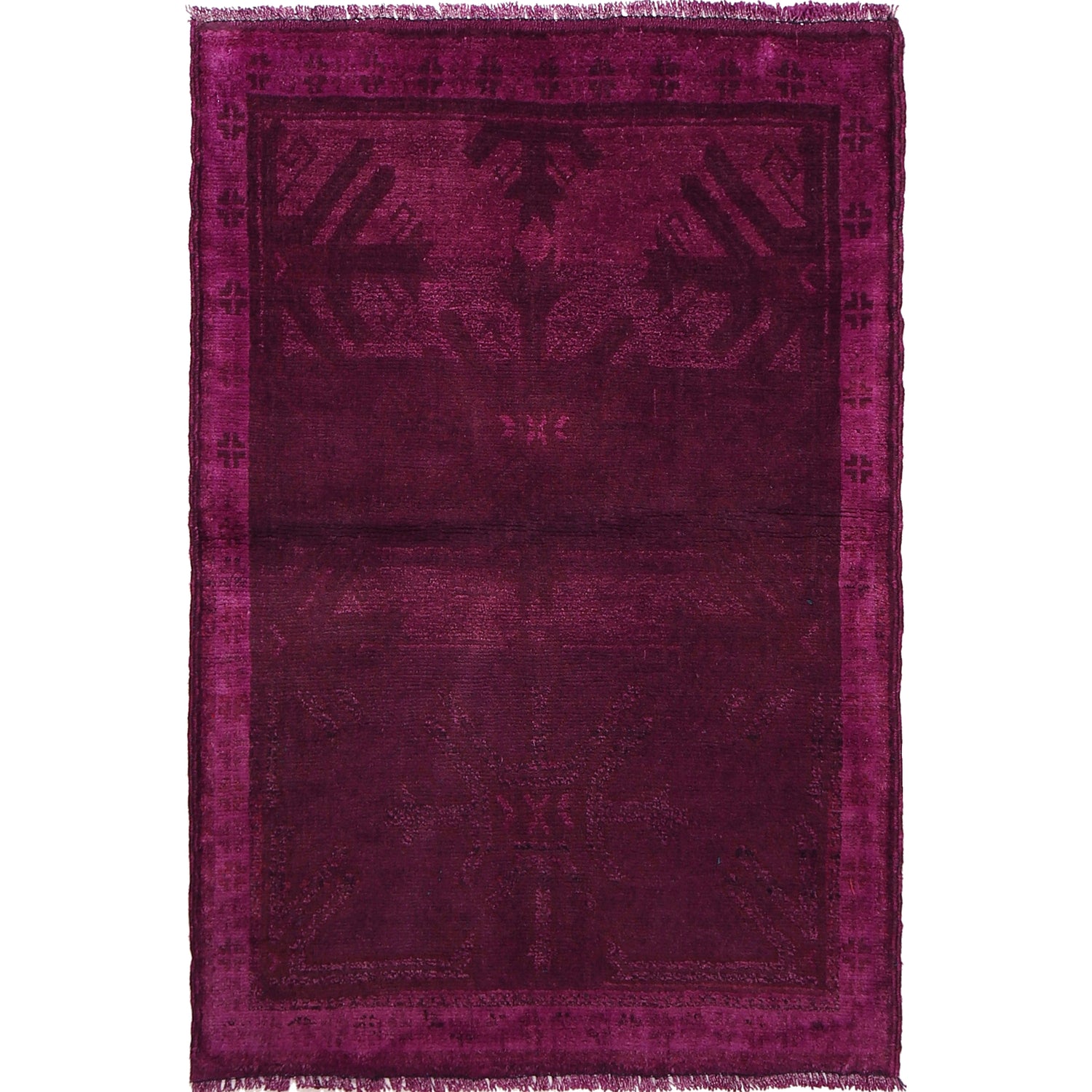 Hand Knotted Overdye Wool Rug 2' 9" x 4' 2" ft / 86 x 127 cm - No. R22811