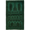 Green Overdyed Prayer Area Rug 2' 10" x 4' 5" ft / 87 x 135 cm - No. R22812