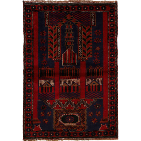 Islamic Prayer Carpet 3' 1" x 4' 6" ft / 93 x 138 cm - R22821