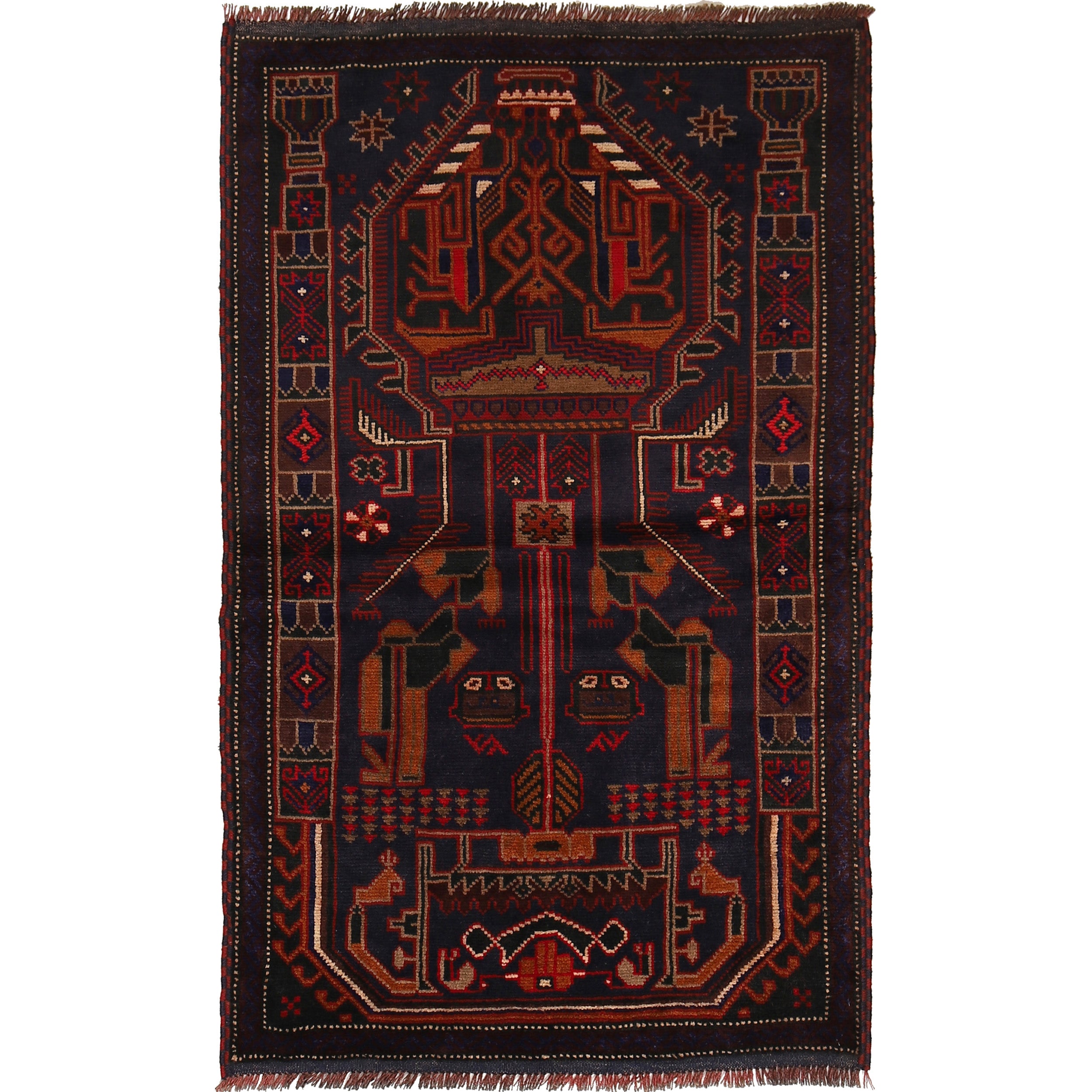 Islamic Prayer Carpet 3' 2" x 5' 1" ft / 97 x 156 cm - R22823
