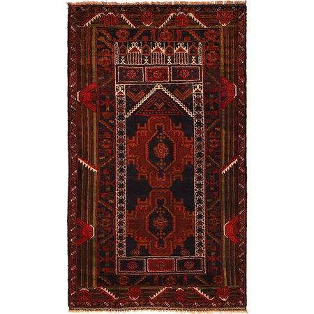Handmade Prayer Rug 2' 11" x 5' 2" ft / 89 x 157 cm - R22869