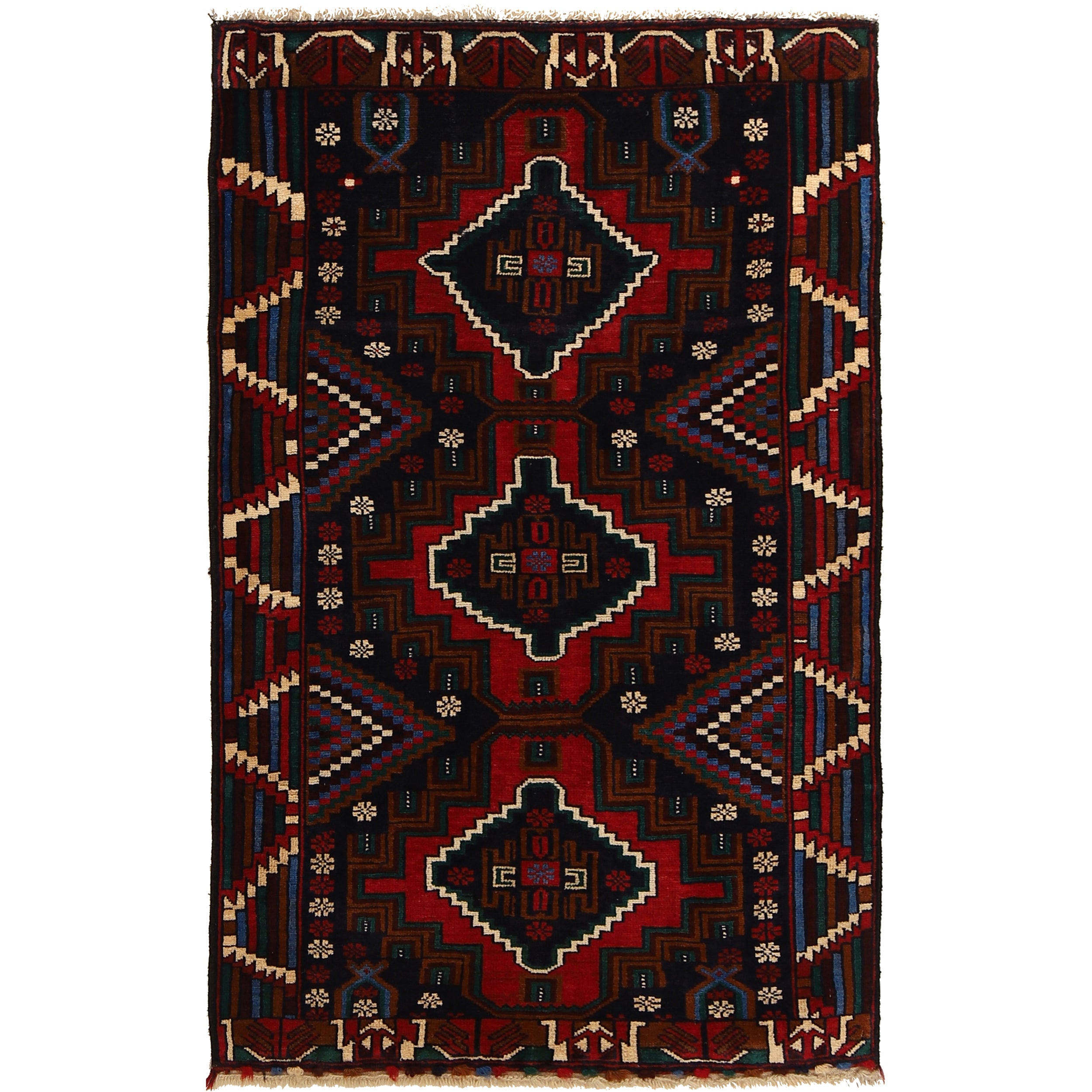 Traditional Baloch Rug 2' 10" x 4' 8" ft / 86 x 143 cm - No. R22871