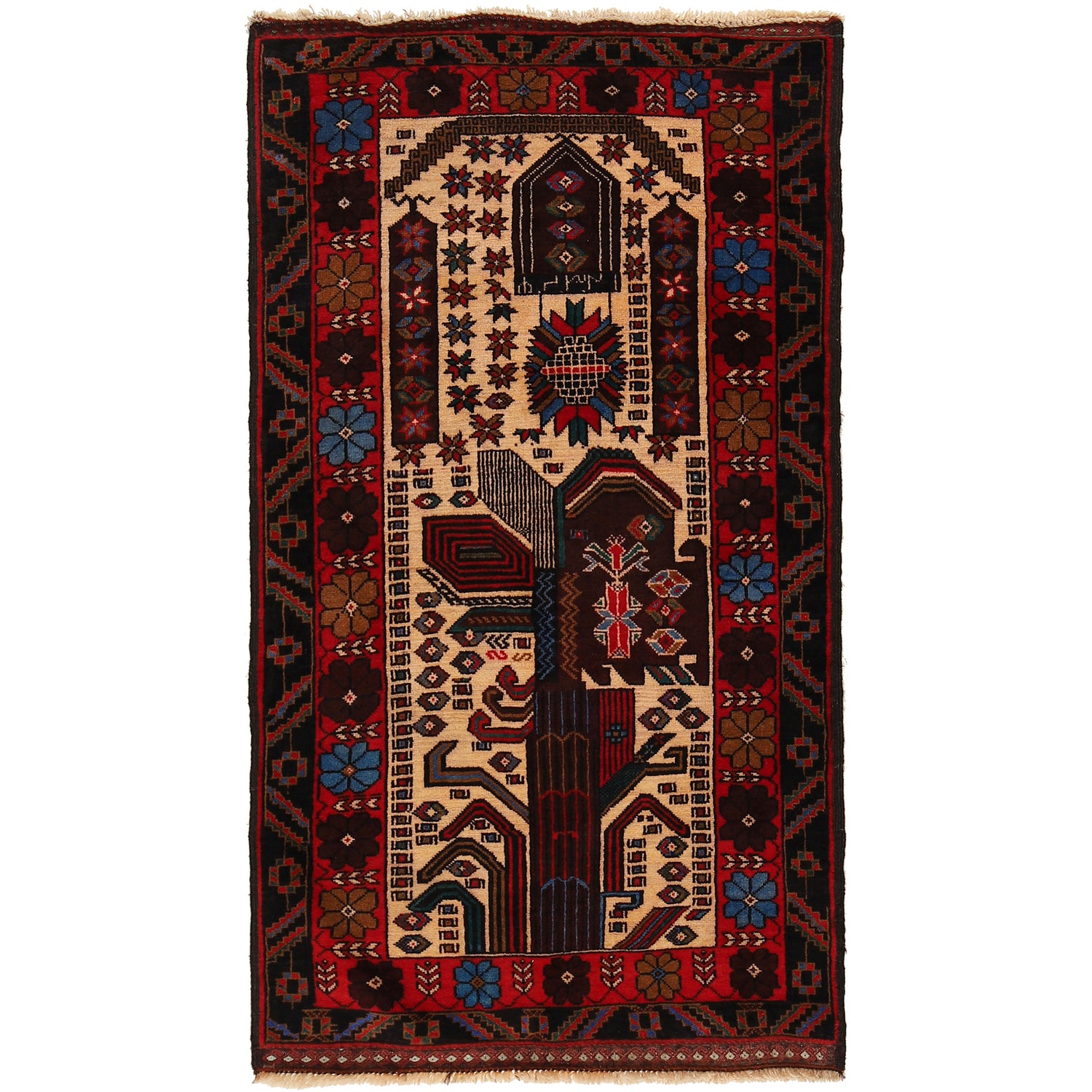 Traditional Baloch Rug 2' 9" x 5' 0" ft / 83 x 152 cm - No. R22872