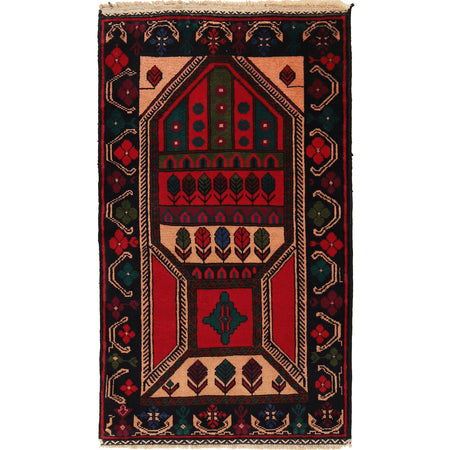 Handmade Prayer Rug 2' 9" x 4' 9" ft / 85 x 144 cm - R22877