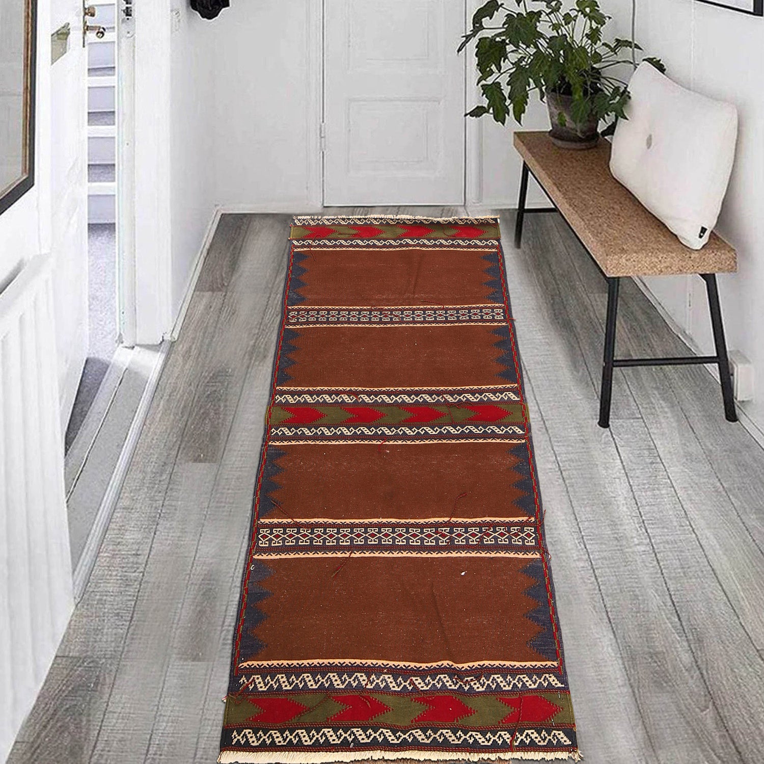 Handmade Table Sheet Kilim Runner 2' 5" x 5' 3" ft / 74 x 160 cm - No. R23612