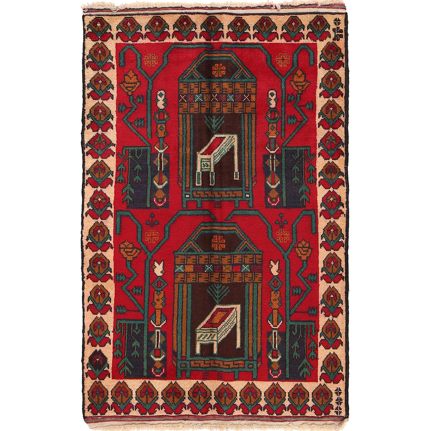 Handmade Baluchi Rug 2' 11" x 4' 8" ft / 90 x 142 cm - No. R23626