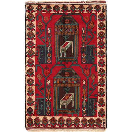 Handmade Baluchi Rug 2' 11" x 4' 8" ft / 90 x 142 cm - No. R23626