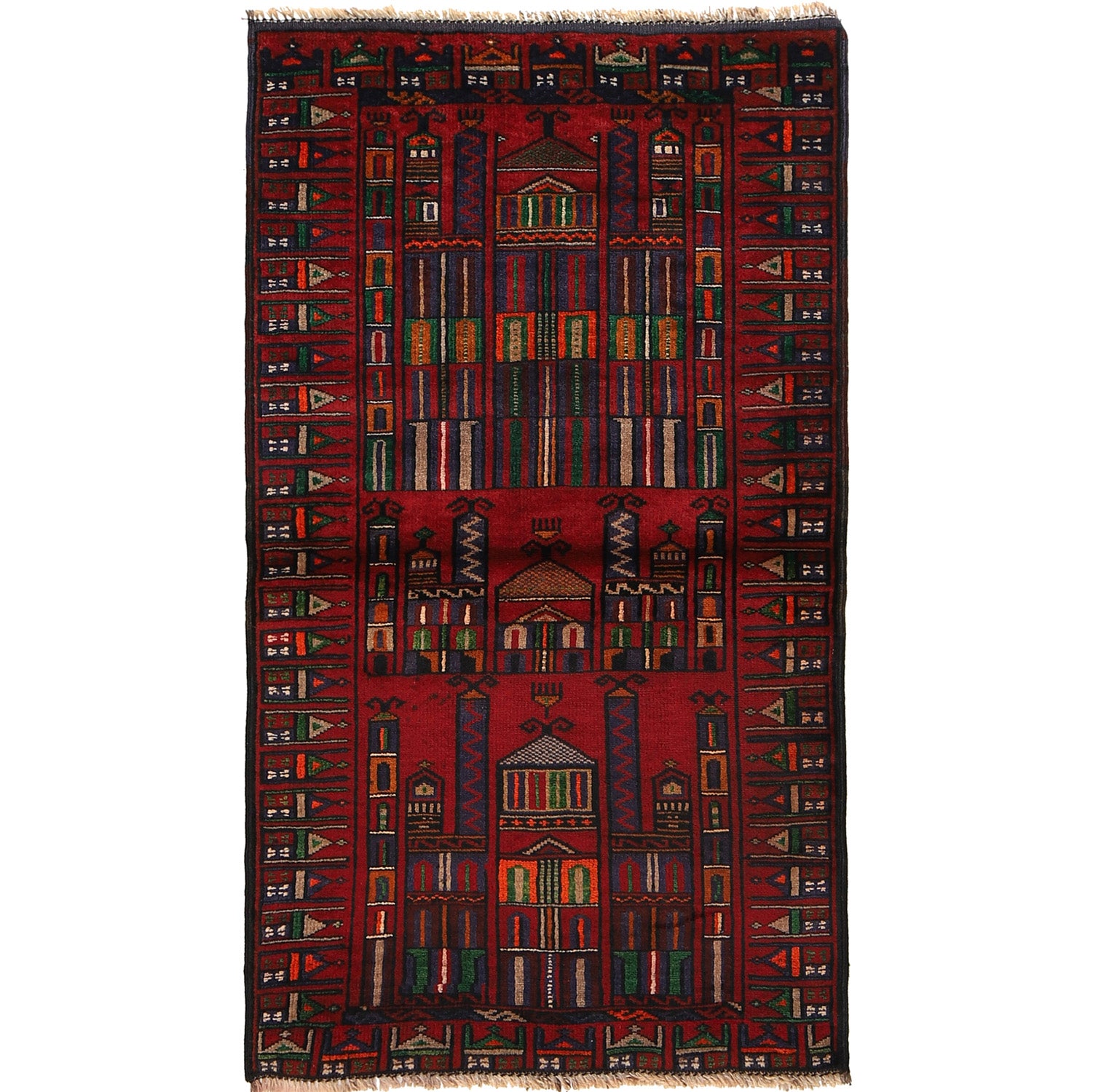 Handmade Prayer Rug 2' 6" x 4' 8" ft / 77 x 143 cm - R23736
