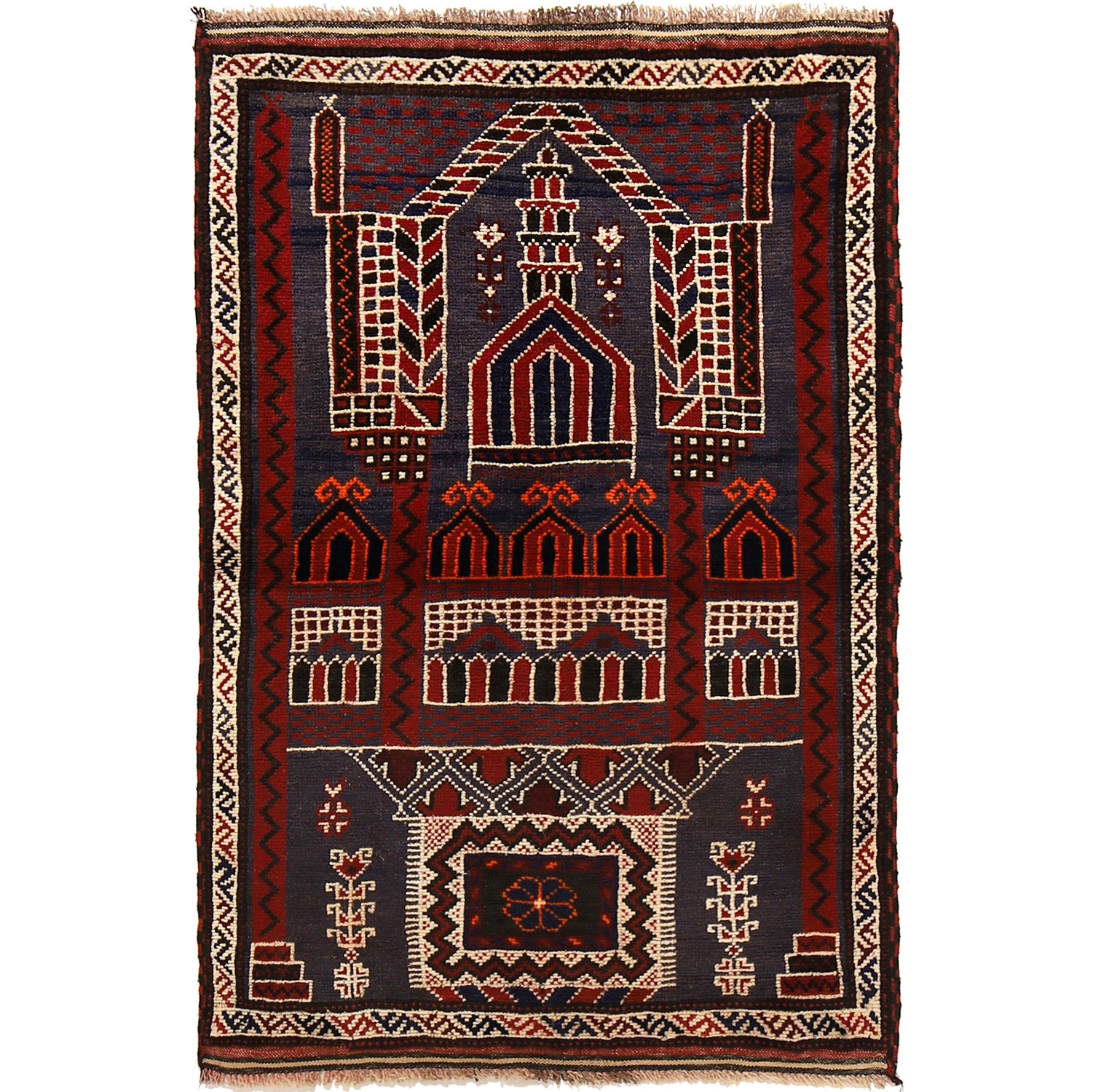 Muslim Prayer Rug 3' 3" x 4' 9" ft / 99 x 145 cm - R23744