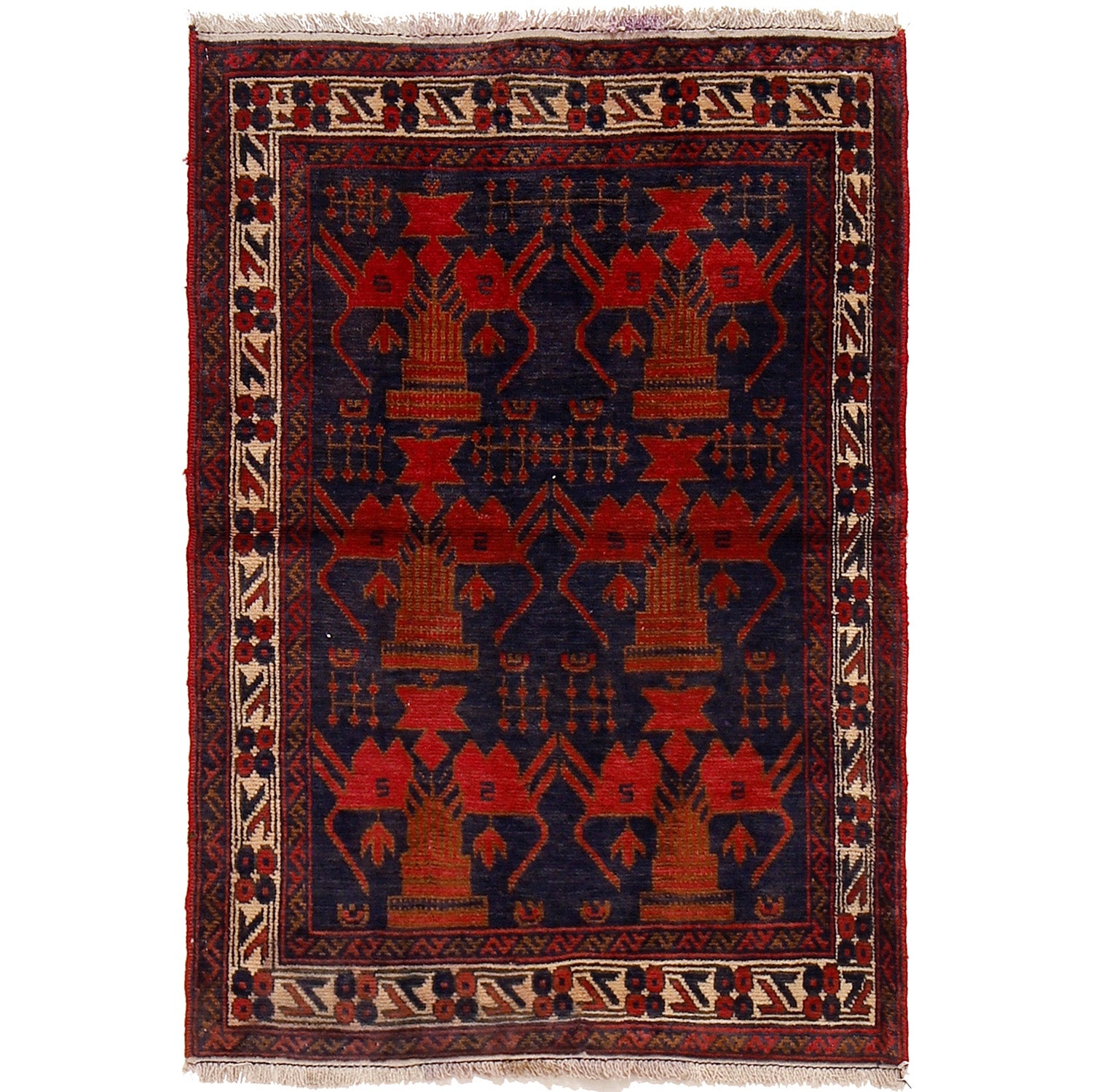 Traditional Baloch Rug 2' 7" x 3' 8" ft / 80 x 113 cm - No. R23751