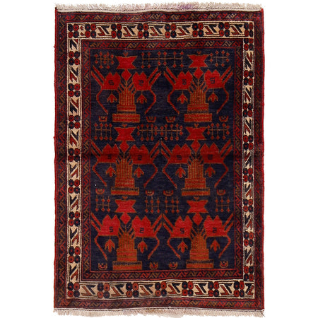 Traditional Baloch Rug 2' 7" x 3' 8" ft / 80 x 113 cm - No. R23751
