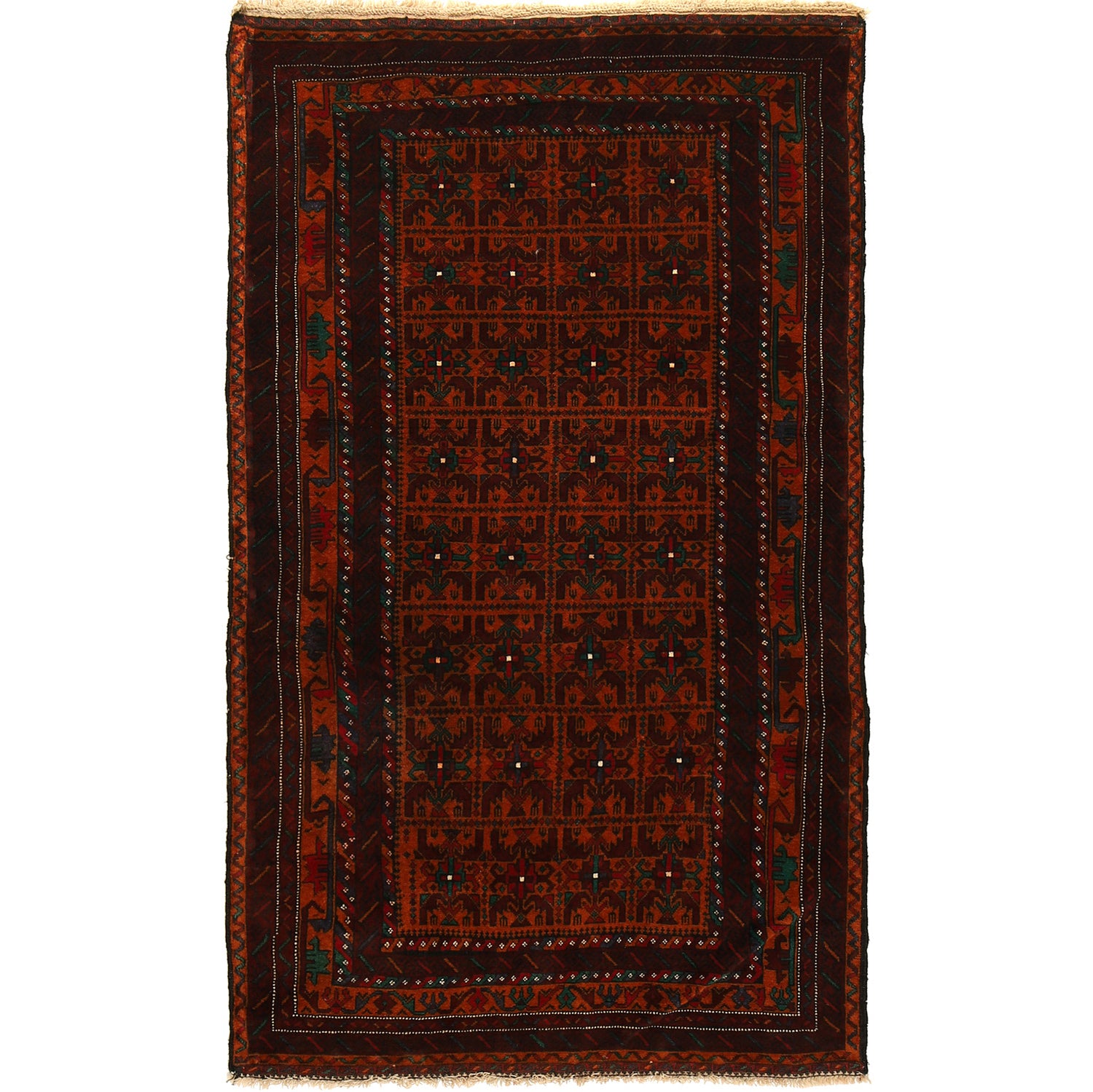 Tribal Baloch Rug 3' 11" x 6' 7" ft / 120 x 200 cm - No. R23764