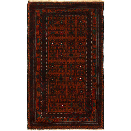 Tribal Baloch Rug 3' 11" x 6' 7" ft / 120 x 200 cm - No. R23764