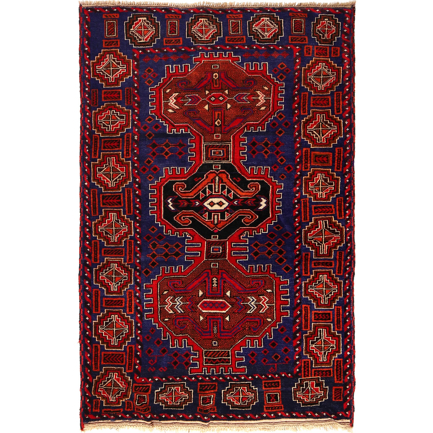Handmade Baluchi Rug 4' 4" x 6' 7" ft / 133 x 200 cm - No. R23765