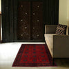 Red Color Afghan Area Rug 4' 9" x 6' 5" ft / 146 x 196 cm - No. R24176