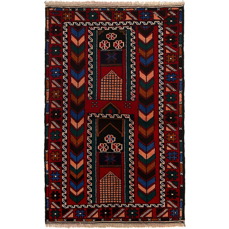 Traditional Baloch Rug 2' 8" x 4' 3" ft / 81 x 130 cm - No. R24199