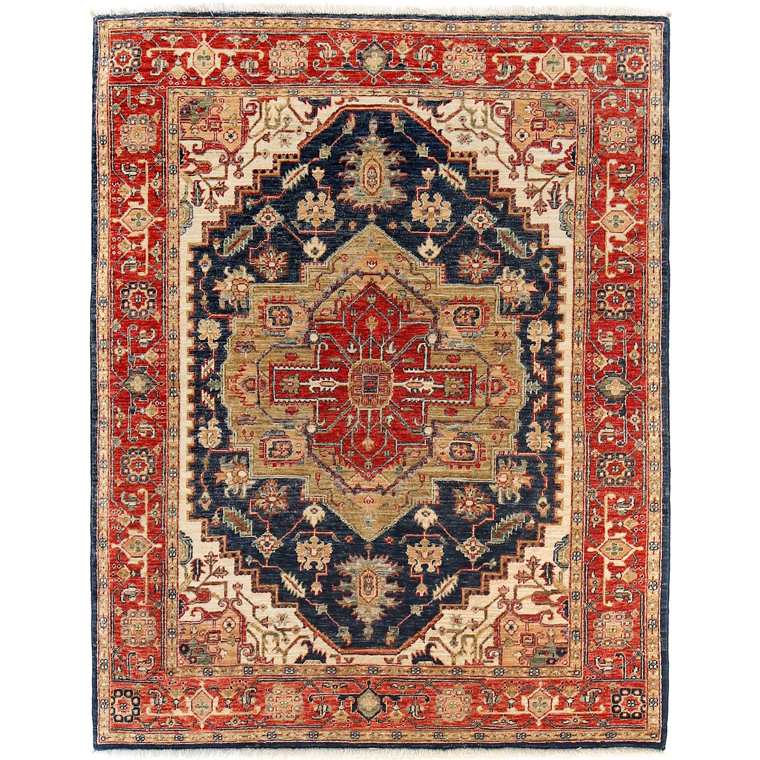 Hand Knotted Heriz Rug 4' 10" x 6' 4" ft / 148 x 193 cm - No. R24290