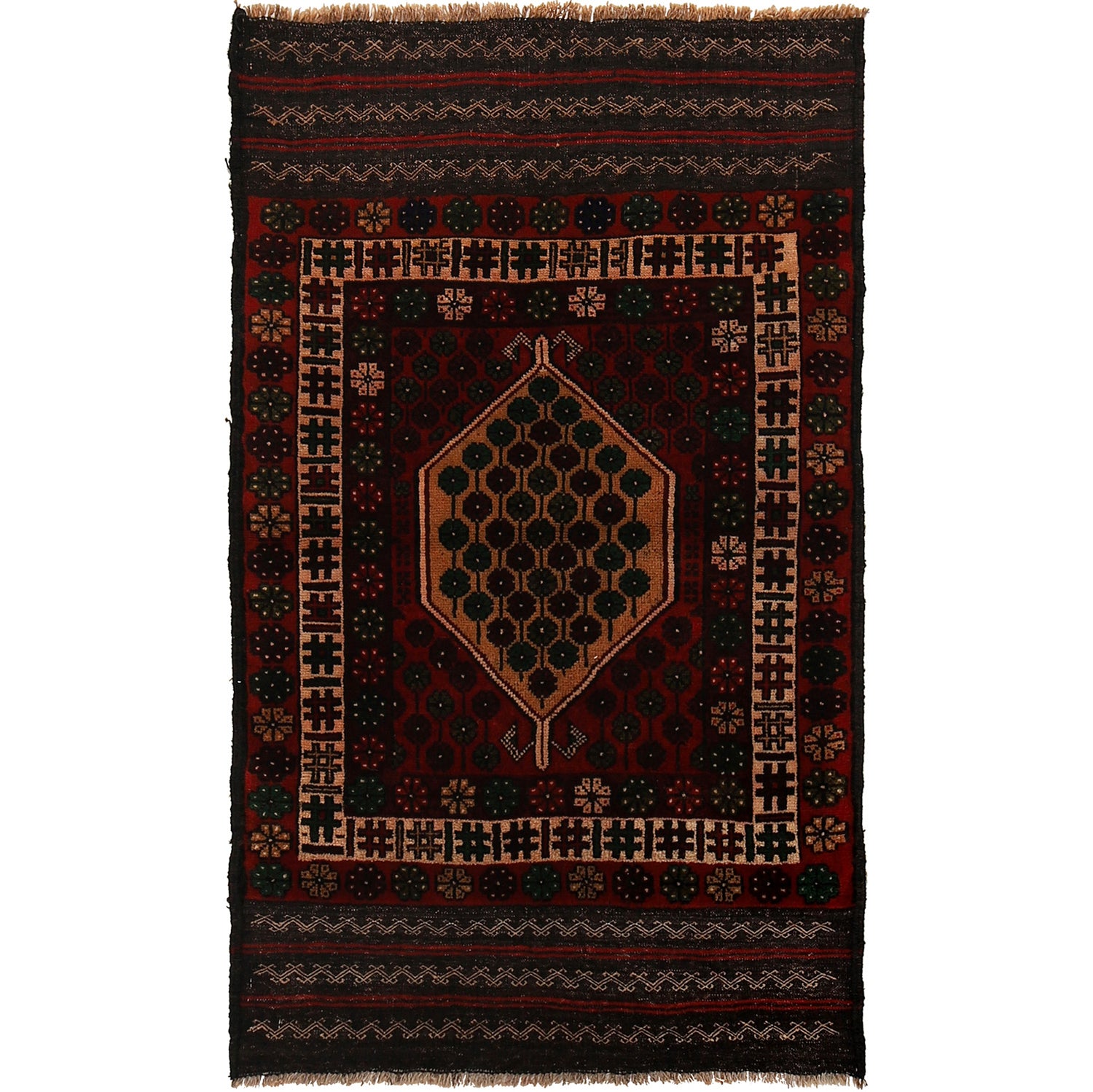 Hand Knotted Baluchi Rug 2' 10" x 4' 9" ft / 85 x 144 cm - No. R24354