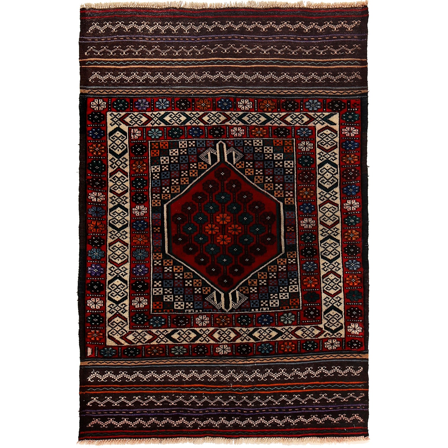 Hand Knotted Baluchi Rug 3' 1" x 4' 11" ft / 95 x 150 cm - No. R24361