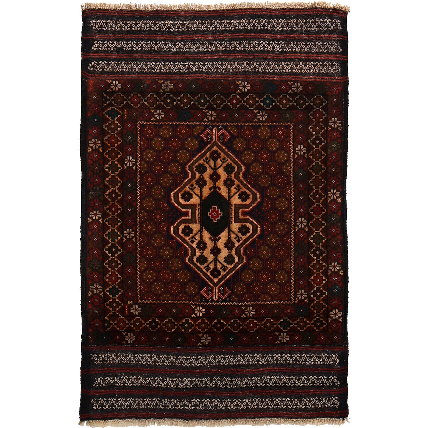 Hand Knotted Baluchi Rug 3' 0" x 4' 8" ft / 91 x 141 cm - No. R24365