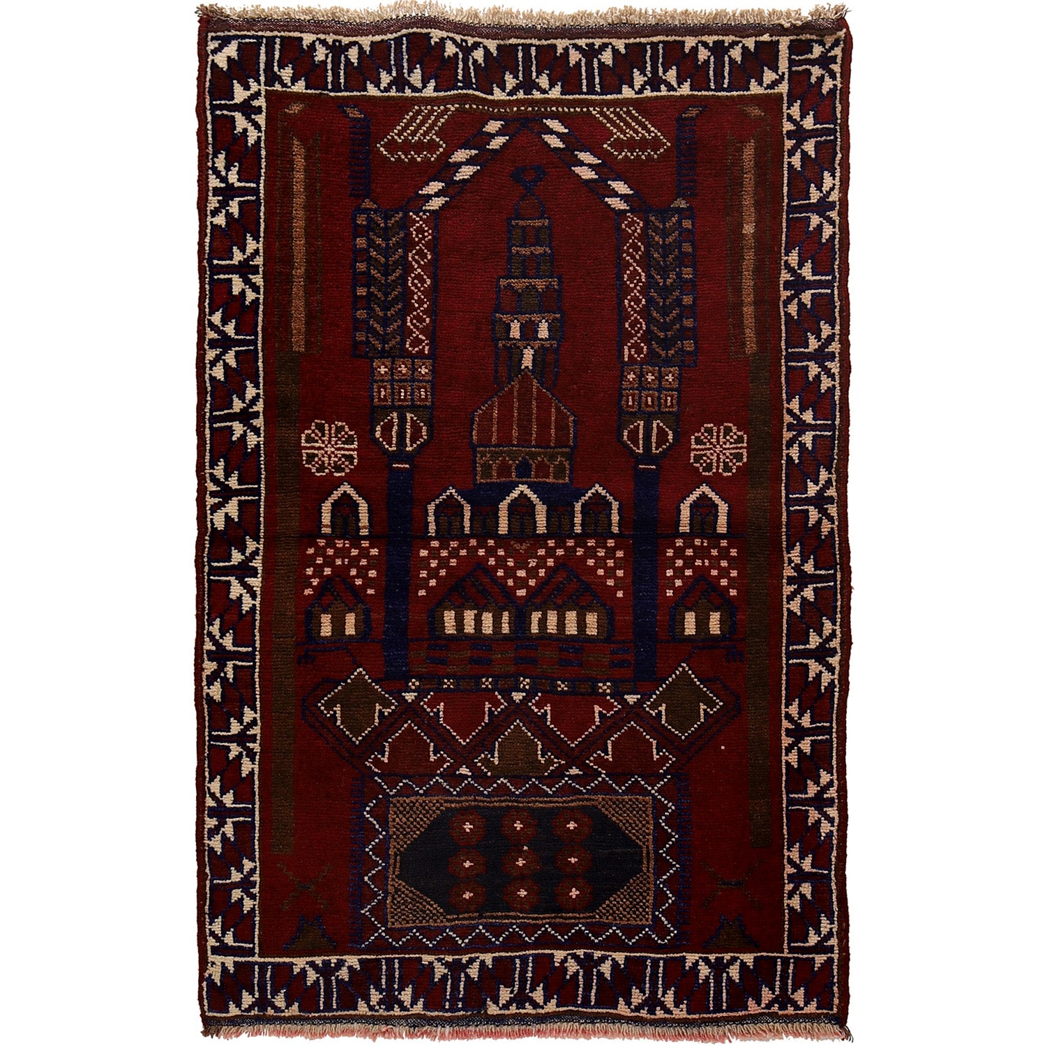Muslim Prayer Rug 2' 11" x 4' 7" ft / 90 x 139 cm - R24421