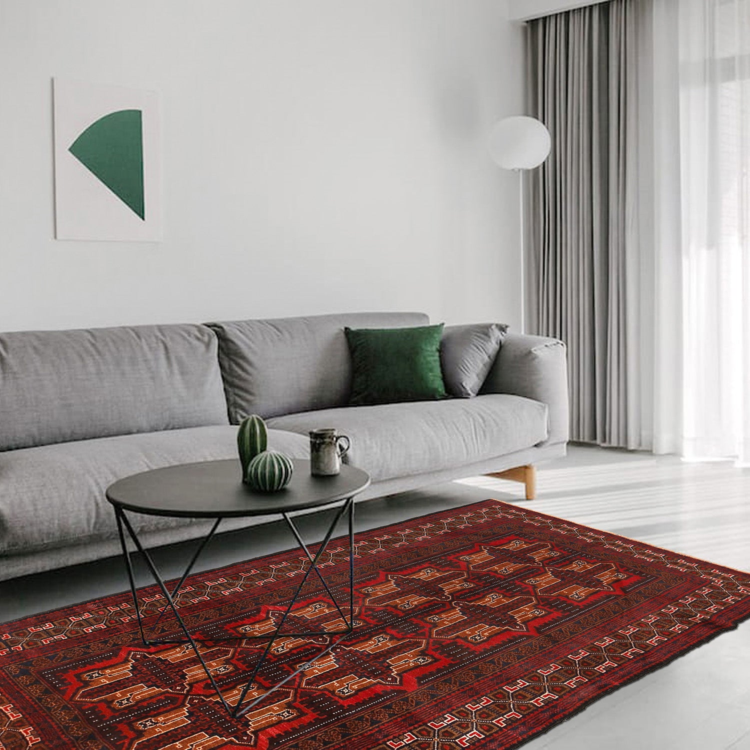 Baluch Short Rug 3' 7" x 6' 7" ft / 110 x 200 cm - No. R24774