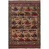 Handmade Afghan War Area Rug 4' 3" x 6' 4" ft / 129 x 194 cm - No. R24916