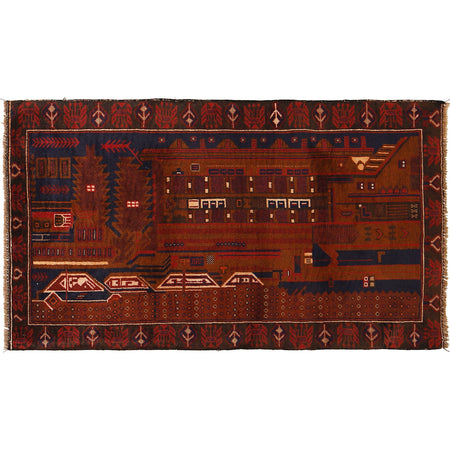 Handmade Pictorial Carpet 2' 9" x 5' 2" ft / 85 x 157 cm - No. R24921