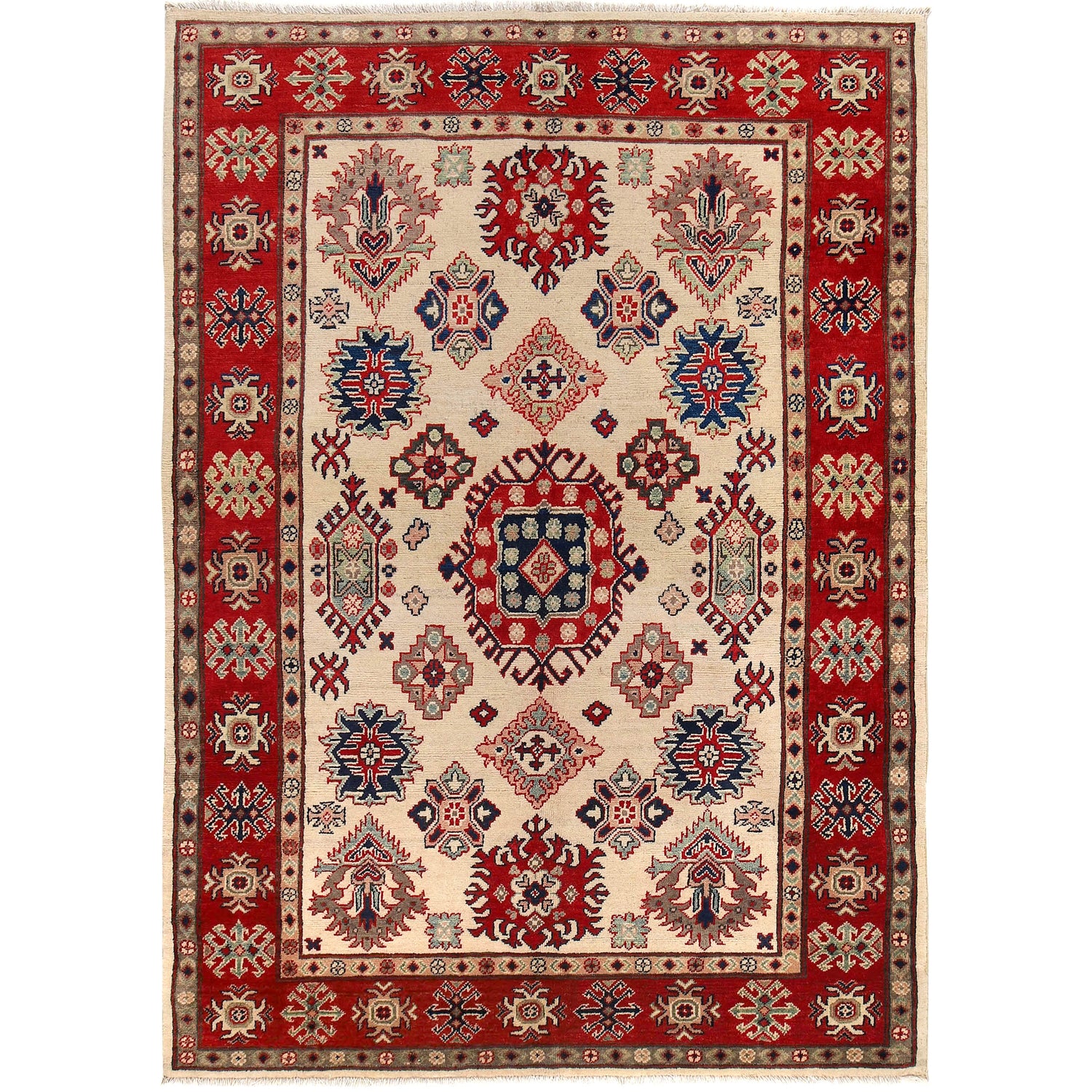 Hand Knotted Kazak Oriental Rug 5' 1" x 7' 2" ft / 155 x 218 cm - No. R25272