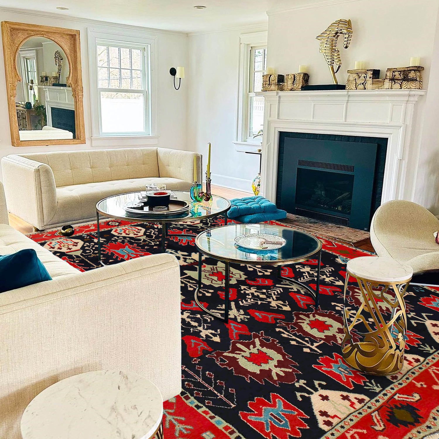 Hand Knotted Kohistani Carpet 5' 6" x 7' 8" ft / 167 x 234 cm - No. R25332