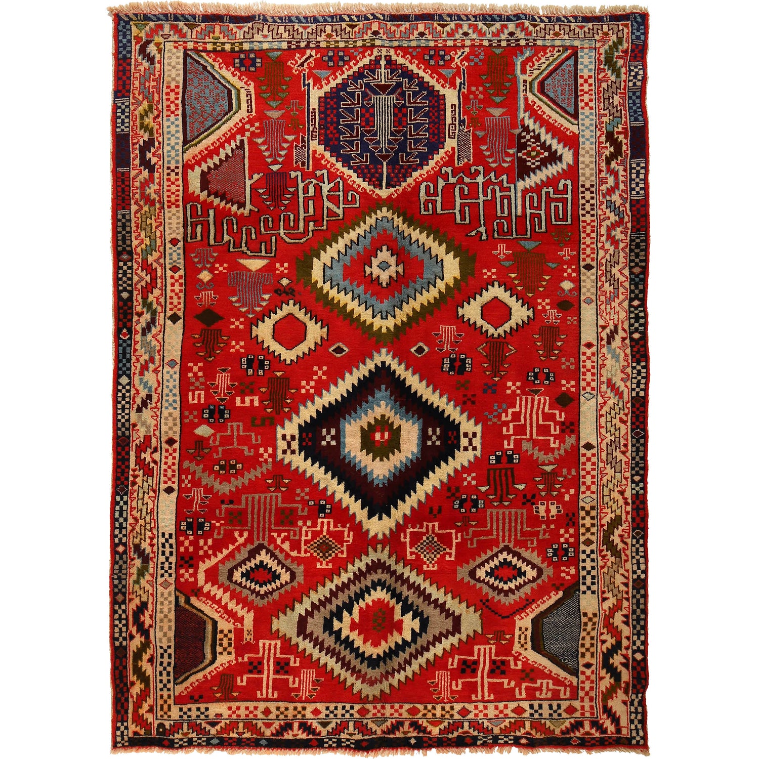 Hand Knotted Kohistani Carpet 5' 5" x 7' 7" ft / 166 x 230 cm - No. R25333