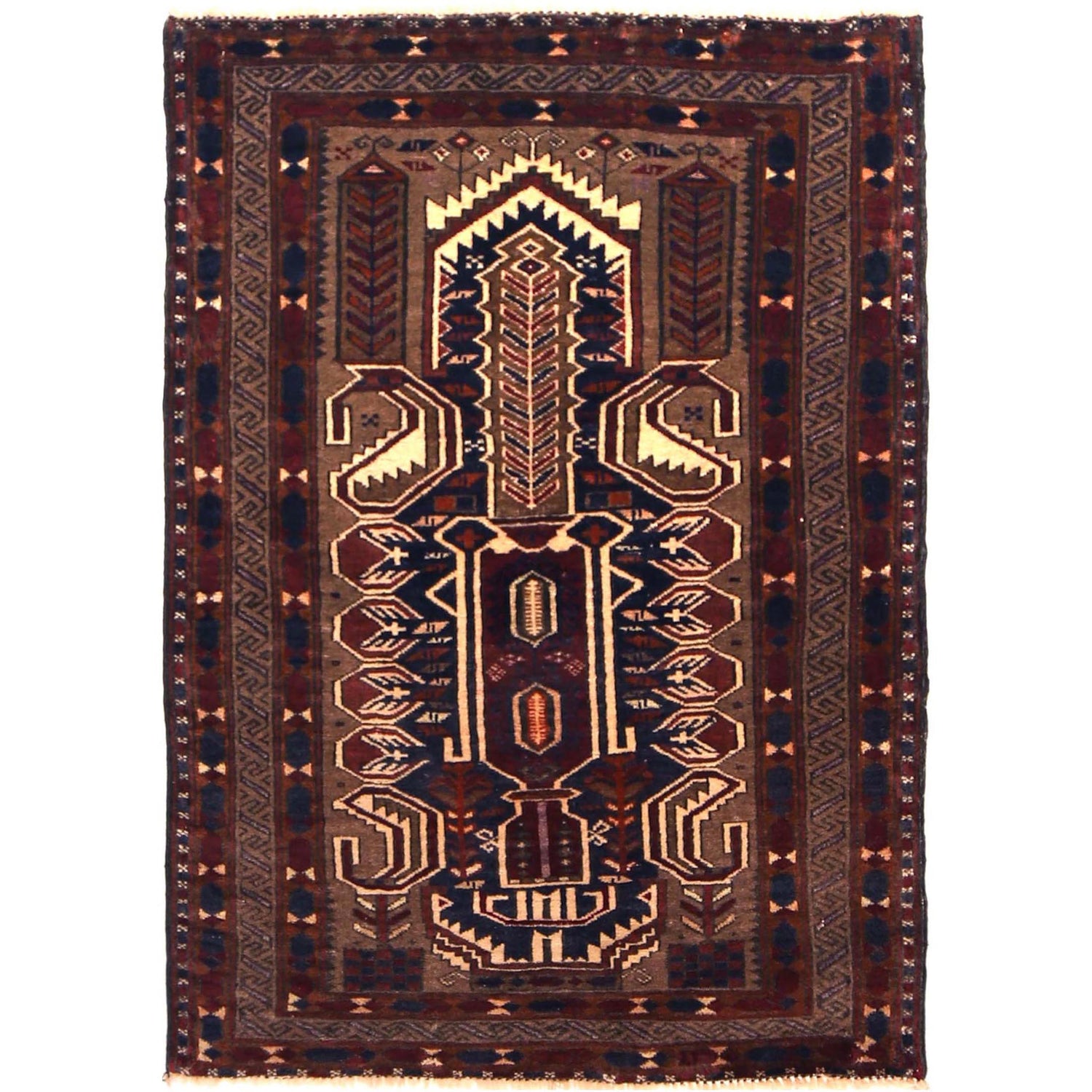 Islamic Prayer Carpet 2' 9" x 3' 10" ft / 83 x 116 cm - No. R36523