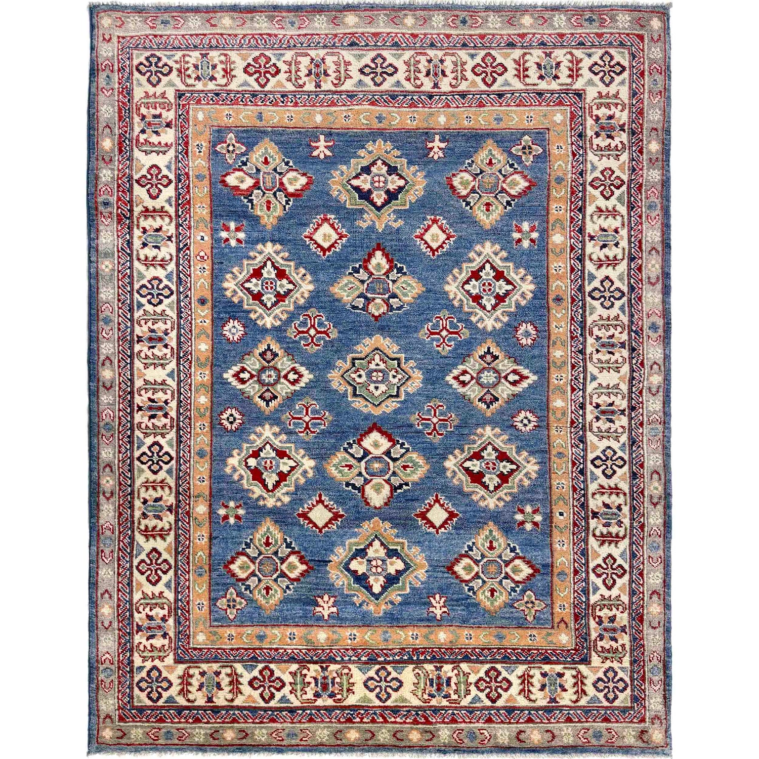 Hand knotted Kazak Carpet 4' 9" x 6' 4" ft / 144 x 194 cm - No. R37361