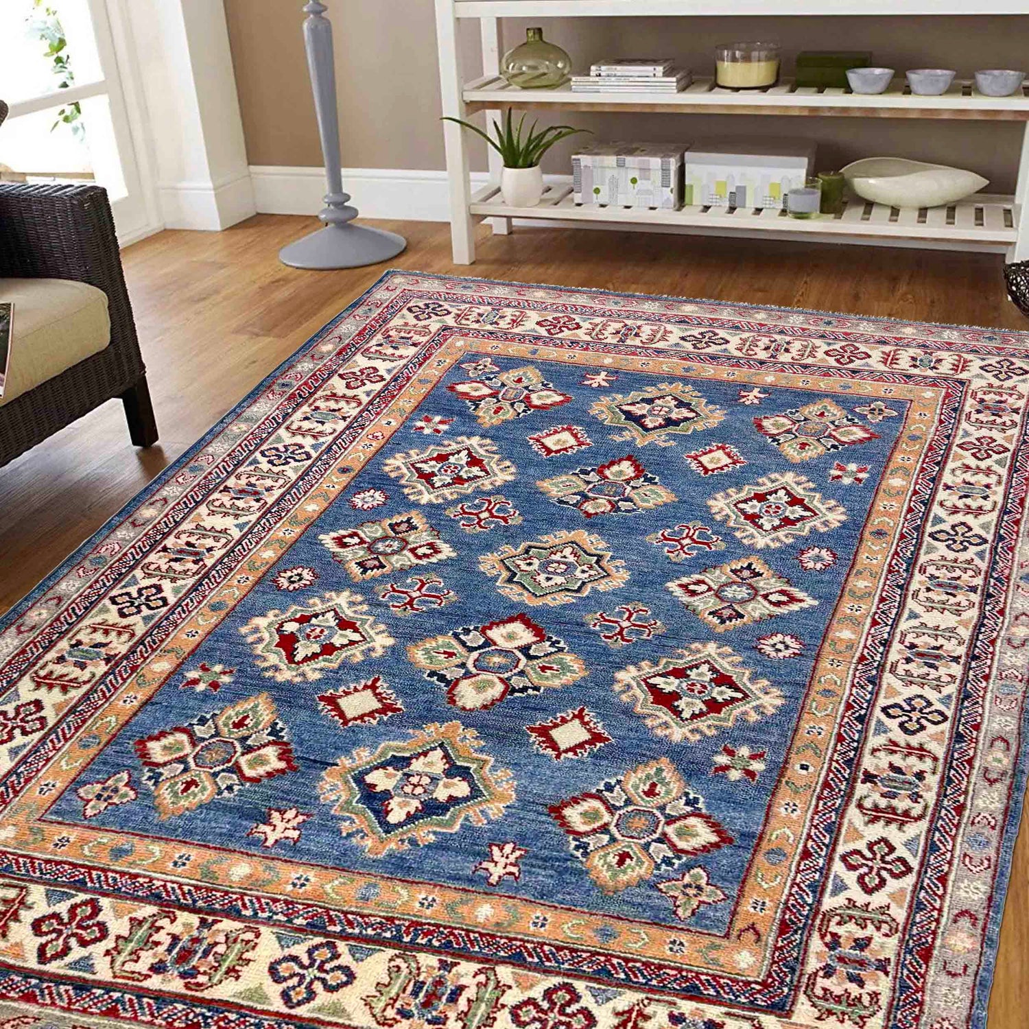Hand knotted Kazak Carpet 4' 9" x 6' 4" ft / 144 x 194 cm - No. R37361