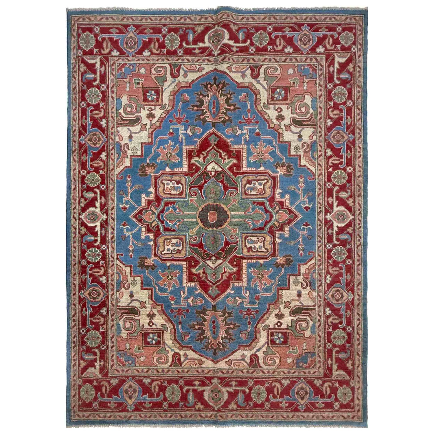 Hand Knotted Persian Heriz Area Rug 4' 11" x 6' 11" ft / 149 x 210 cm - No. R37364