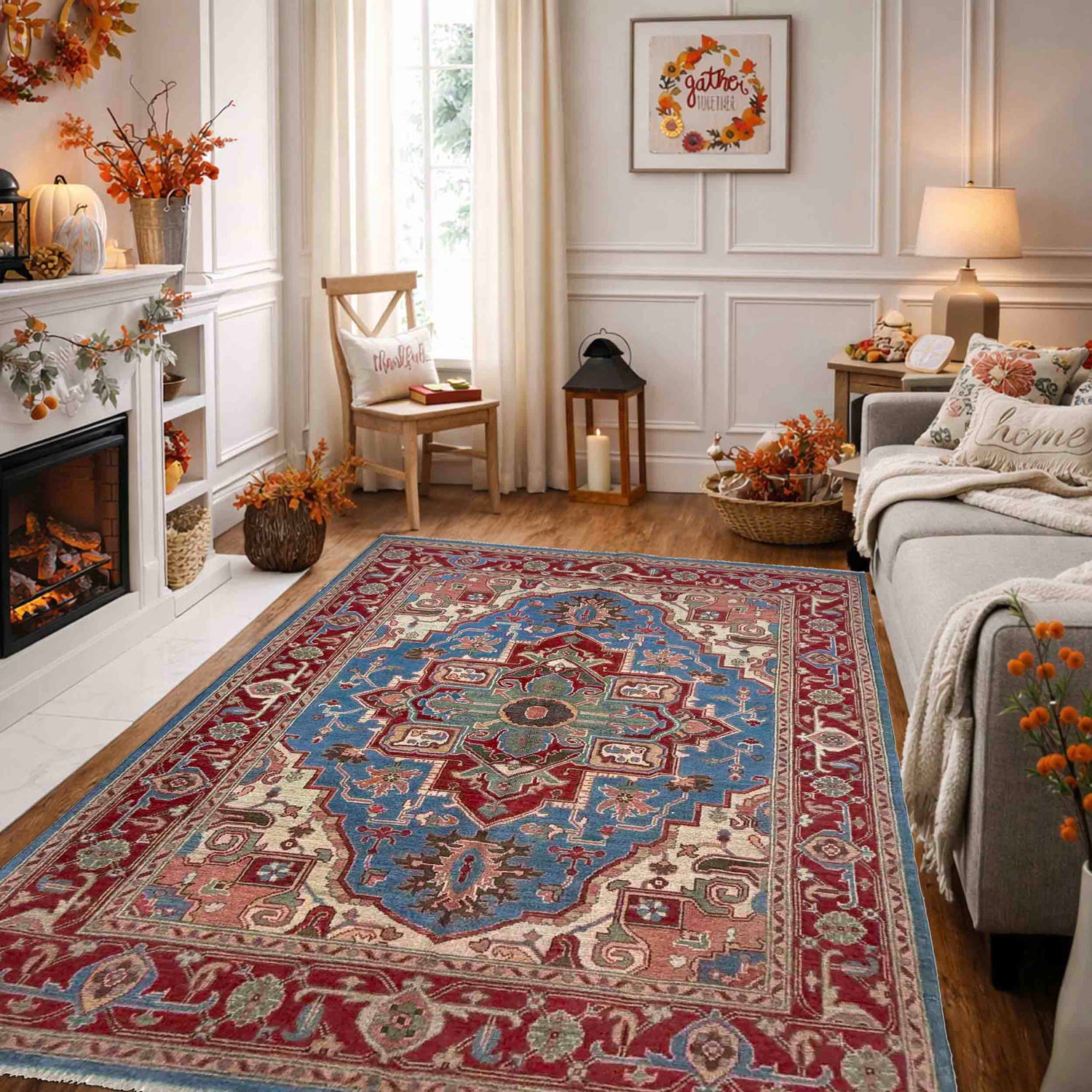 Hand Knotted Persian Heriz Area Rug 4' 11" x 6' 11" ft / 149 x 210 cm - No. R37364