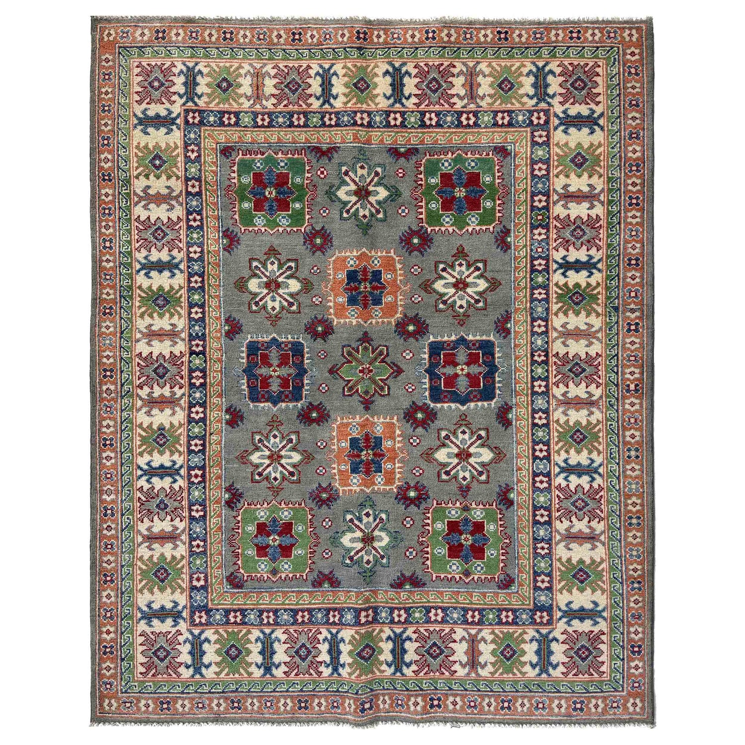 Gray Color Kazak Rug 4' 11" x 6' 6" ft / 149 x 199 cm - No. R37365