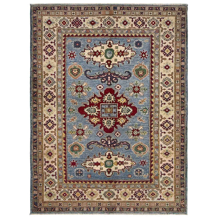 Hand knotted Kazak Carpet 4' 0" x 5' 11" ft / 121 x 180 cm - No. R37367