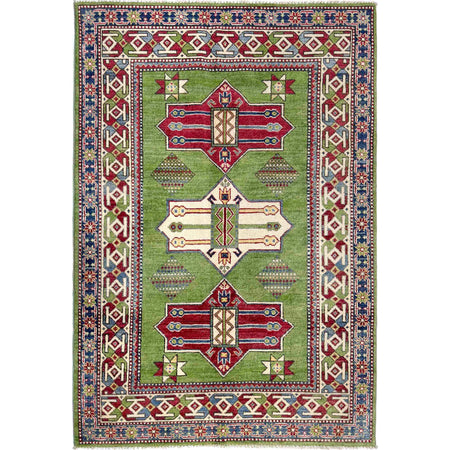 Hand Knotted Kazak Oriental Rug 3' 11" x 5' 11" ft / 119 x 180 cm - No. R37369