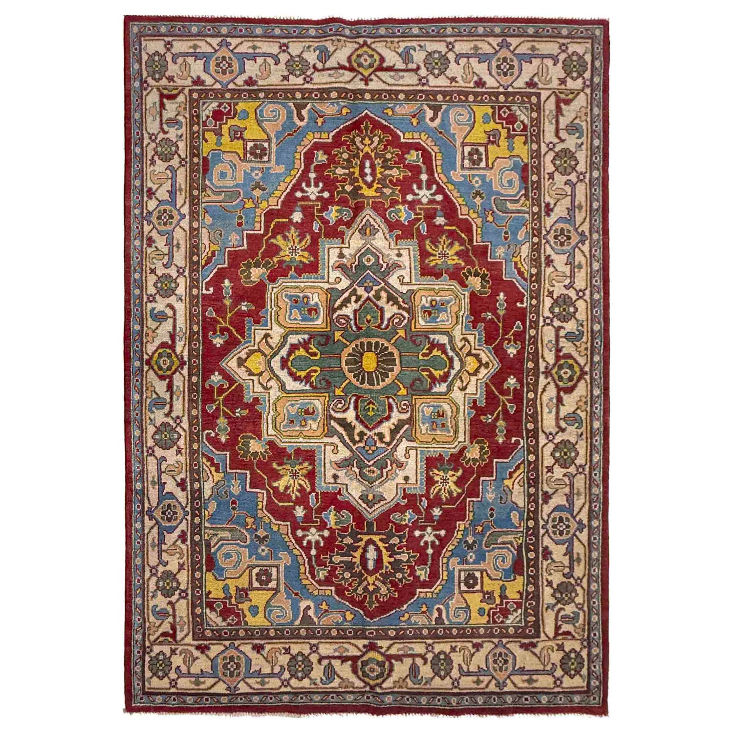 Hand Woven Heriz Design Carpet 4' 11" x 7' 8" ft / 150 x 233 cm - No. R37370