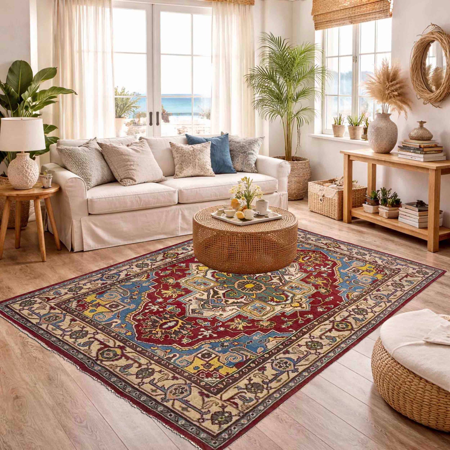 Hand Woven Heriz Design Carpet 4' 11" x 7' 8" ft / 150 x 233 cm - No. R37370